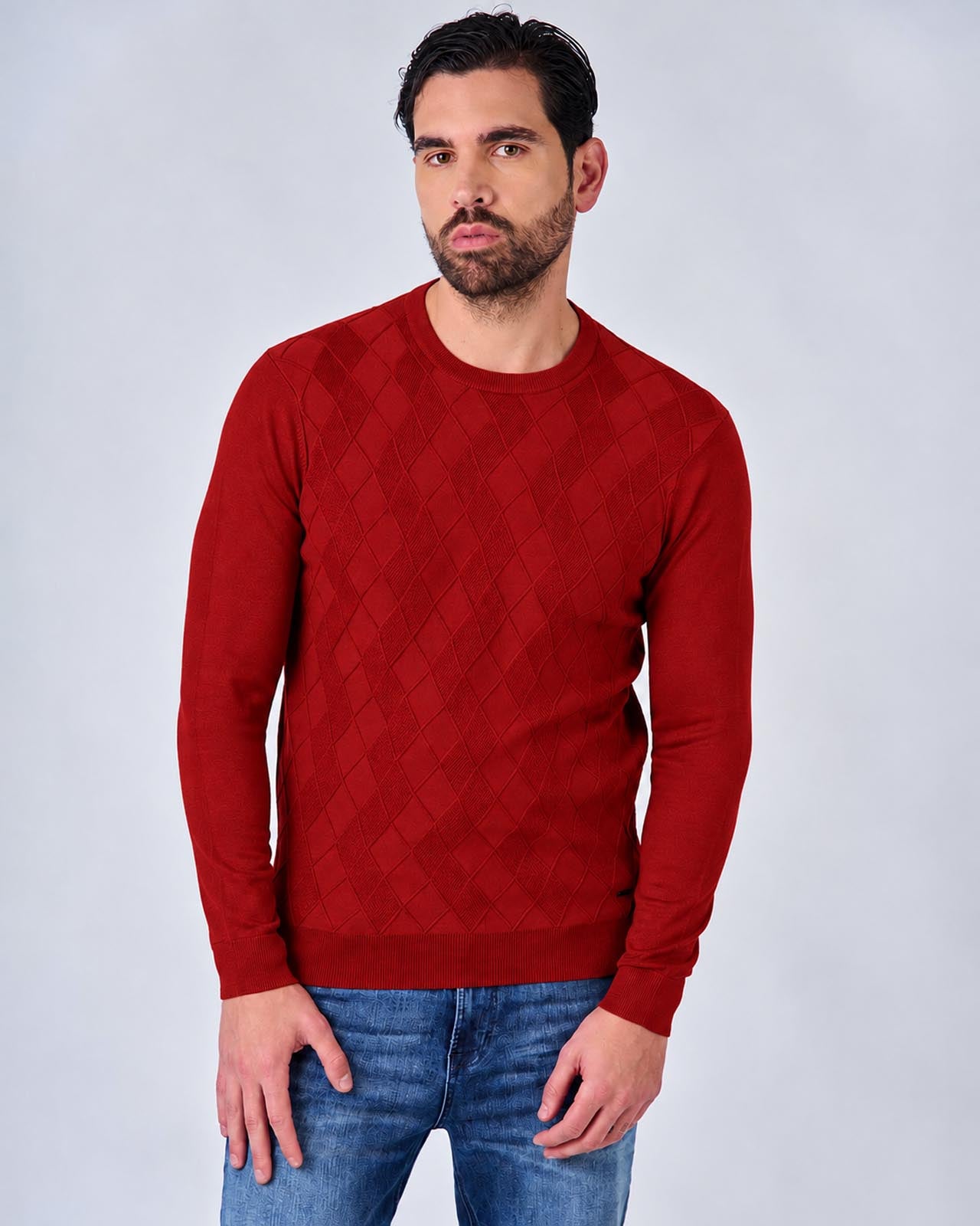 Maglia girocollo con motivo jacquard