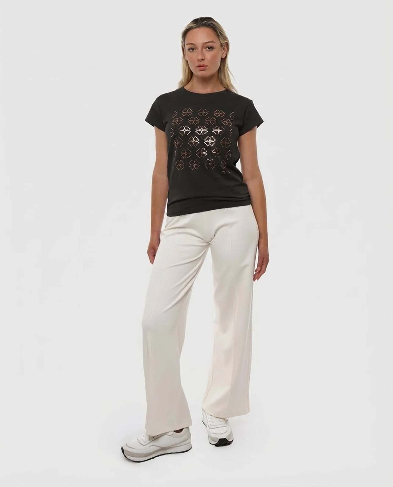 T-shirt con paillettes in cotone
